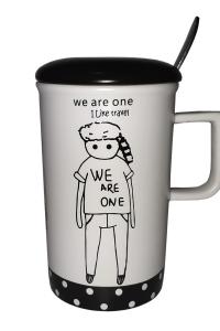 Кружка c крышкой и ложкой Great Coffee  Тинейджер 350 мл    (52259)