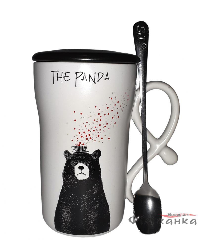 Кружка з кришкою і ложкою Great Coffee  Ведмідь 350 мл