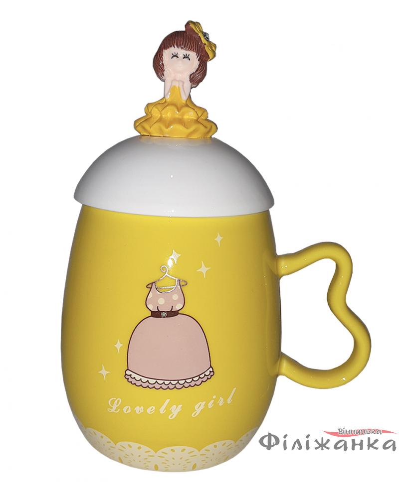 Кружка c крышкой и ложкой Great Coffee  Принцесса 360 мл  (54383)