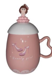 Кружка c крышкой и ложкой Great Coffee  Принцесса 360 мл  (54382)
