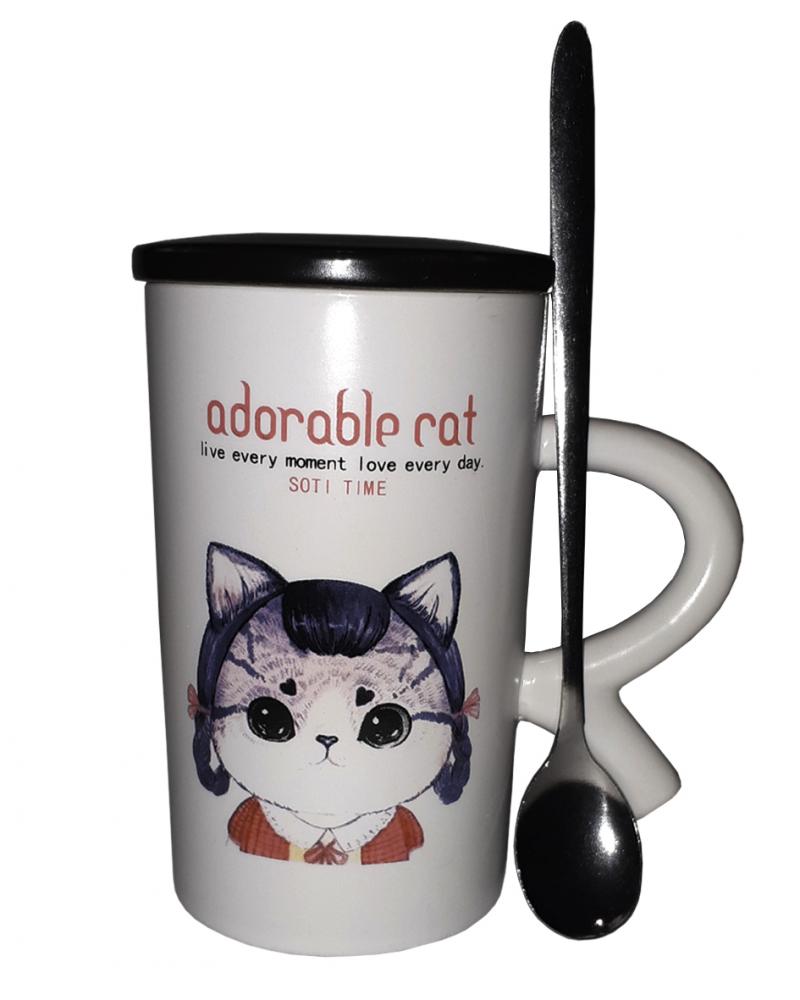 Кружка c крышкой и ложкой Great Coffee  Герой 300 мл  (53527)