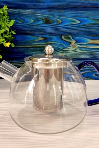 Чайник скляний з металічним ситом та крижкою 900мл арт 425 (54984)