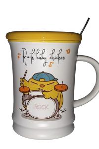 Кружка c крышкой и ложкой Great Coffee  Цыпа 350 мл (55523)