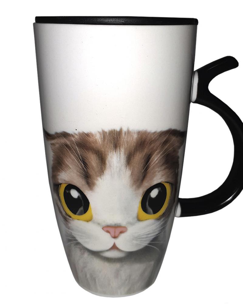 Кружка с крышкой-поилкой Great Coffee  Ультра-кот 600 мл  (52746)