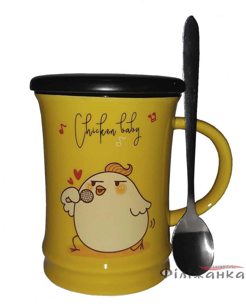 Кружка c крышкой и ложкой Great Coffee  Цыпа 350 мл (1866)
