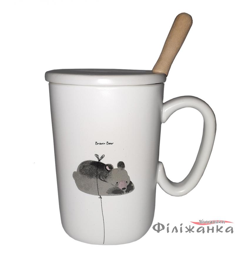 Кружка c крышкой и ложкой Great Coffee  Лавли 350 мл  (54375)