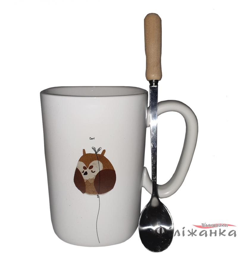 Кружка c крышкой и ложкой Great Coffee  Лавли 350 мл  (54377)