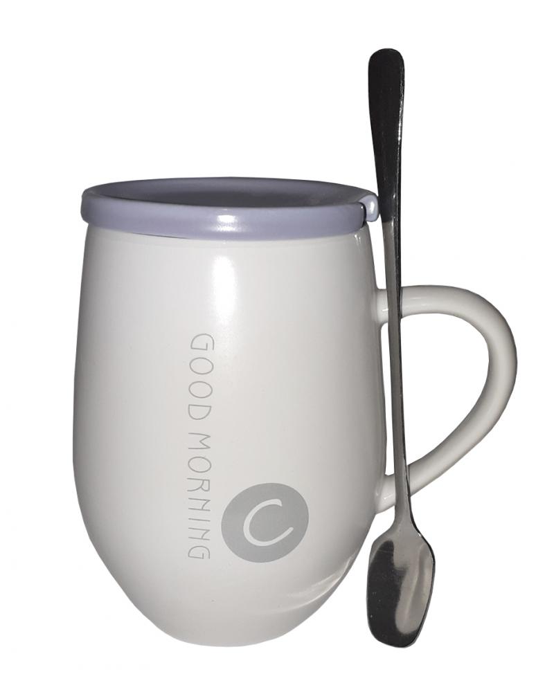 Кружка c крышкой и ложкой Great Coffee  Доброе утро 400 мл  (52589)