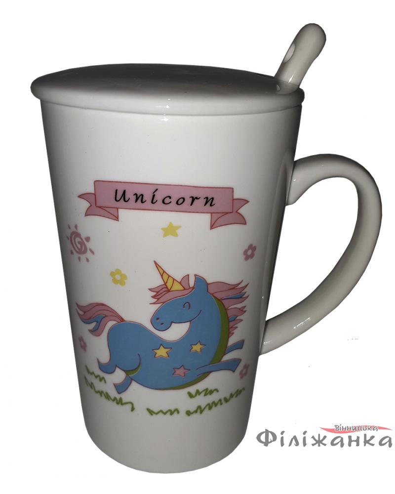 Кружка c крышкой и ложкой Great Coffee  Единорог 300 мл (54435)