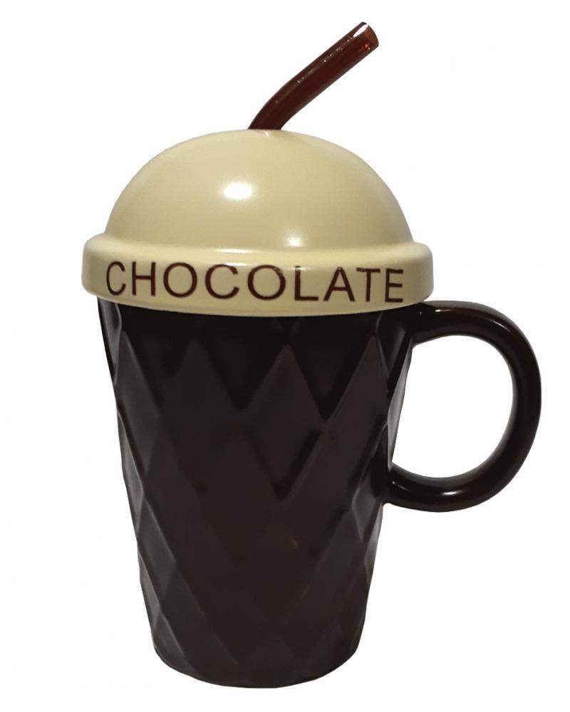 Кружка с крышкой и трубочкой Great Coffee  Айс-крим 380 мл (53195)