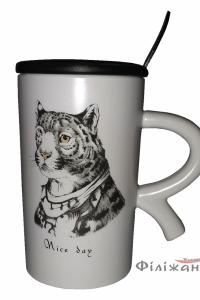 Кружка c крышкой и ложкой Great Coffee Английская сказка 300 мл (53443)