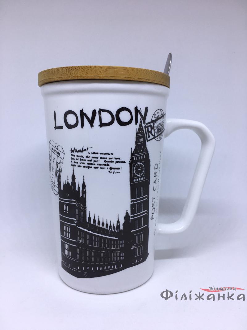 Кружка c крышкой и ложкой Great Coffee Европа 425 мл (54423)