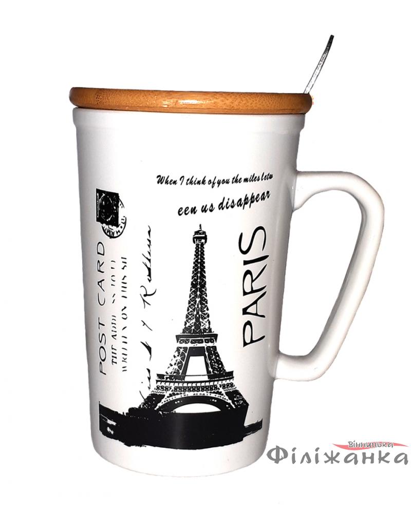 Кружка c крышкой и ложкой Great Coffee Европа 425 мл (54422)