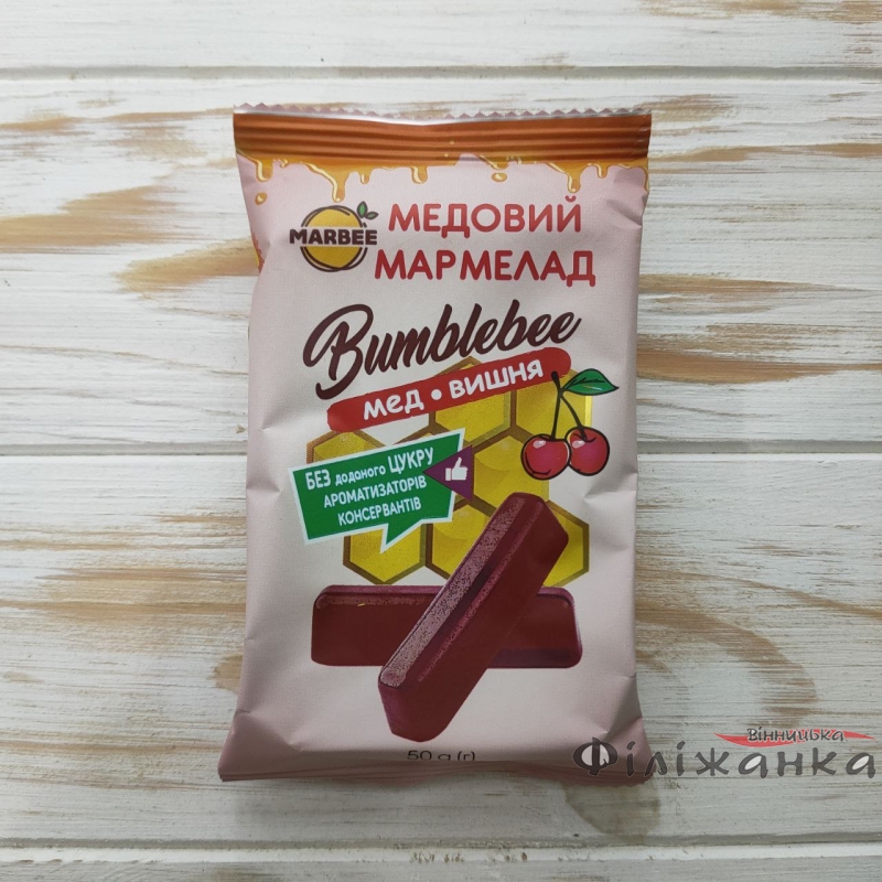 Натуральний медовий мармелад з вишнею 12шт х 50г Bumblebee (57336)