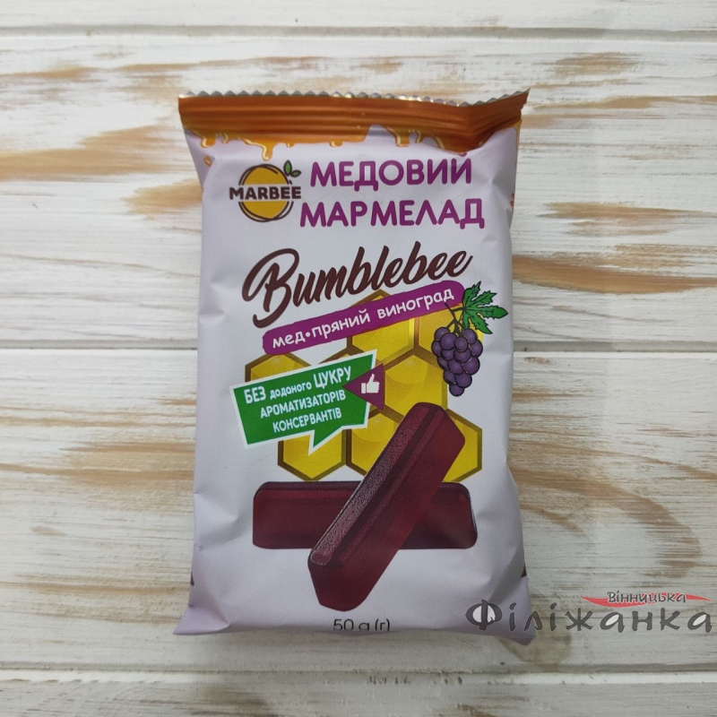 Натуральный медовый мармелад c виноградом 12шт х 50г Bumblebee (57337)