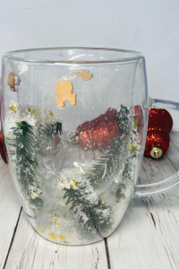 Чашка стеклянная двойная Новогоднее настроение 350 мл (60869)
