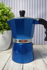 Гейзерна кавоварка Комо алюмінєва синя 300 мл 6 чашок (60992)