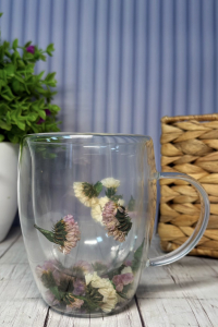 Чашка скляна подвійна Квіткове диво 350 мл (61139)