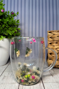 Чашка скляна подвійна Квіткове диво 350 мл (61140)