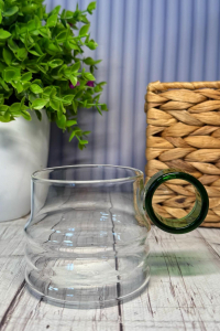 Чашка скляна Ріно з зеленою ручкою 250 мл (60773)