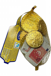 Шоколадні Цукерки Банкноти та монети в сітці 85гр (61163)