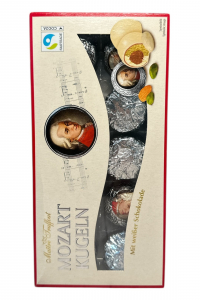 Шоколадні цукерки Maitre Truffout Mozart Kugeln у білому шоколаді з марципановою начинкою 200г (57696)