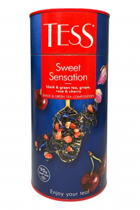 Чай Tess Sweet Sensation Туба суміш листового чорного та зеленого чаю зі  шматочками фруктів, пелюстками квітів та ароматом винограду 90г (59209)