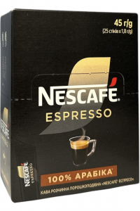 Кава Nescafe Espresso 100% арабіка розчинна в стіках 25 х 1,8 г (497)