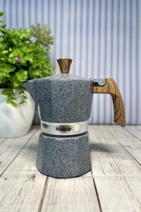 Гейзерная кофеварка Magio алюминиевая 150 мл 3 чашки, ручка с термоустойчивого пластика (58676)